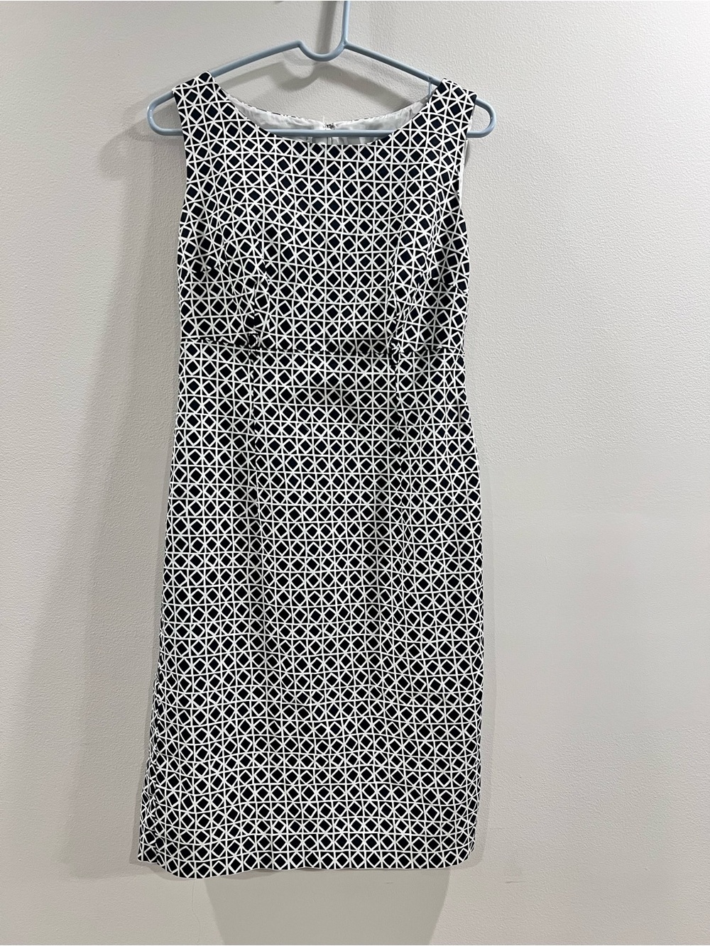 Talbots Black & White Geometric Midi Sheath Dress